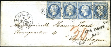20c Empire ND, 4 exemplaires sur lettre de Paris 0