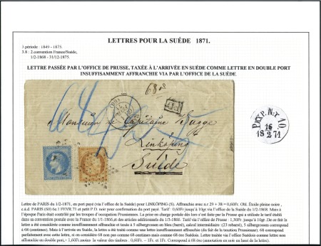 Stamp of France » Guerre de 1870-1871 1870-71, Quatre lettres pour la SUEDE sur pages d'