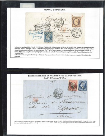 Stamp of France 1854-62, Huit lettres avec Empire ND pour la SUEDE