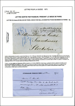 Stamp of France » Guerre de 1870-1871 LETTRE SORTIE PAR PASSEUR PENDANT LE SIEGE
