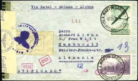 1943 Graf Spee: registered airmail letter form a m