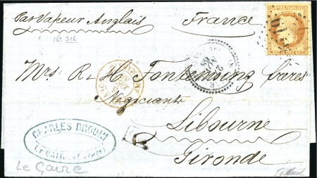 Stamp of France 40c Lauré sur lettre du bureau français au Caire, 