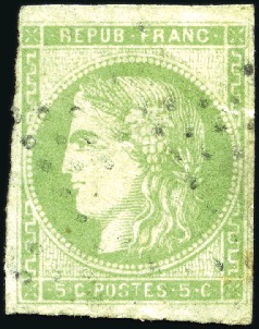 Stamp of France 5c Report I oblitéré étoile de Paris, authentique 