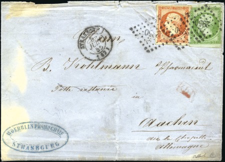 Stamp of France 5c +40c Empire ND obl. PC2950 sur lettre de Strasb