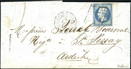 Stamp of France 20c Empire dentelé obl. grille sur lettre du Corps