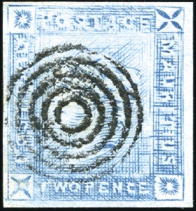 1859 Lapirot 2d blue worn impression, with fine to