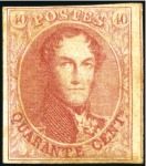 Stamp of Belgium 1861 40c Vermilion, good to large margins with par