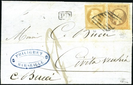 Stamp of France 1868 Lettre de Marseille pour l'Italie, affr. Yv. 