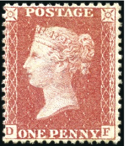 Stamp of Great Britain » 1854-70 Perforated Line Engraved 1861 1d Rose-Red pl.51 DF mint og, very fine (SG C