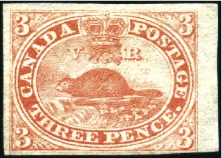 1852-57 3d Red on wove paper, unused, part origina