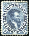 1859 17c blue, selection of four singles from vari