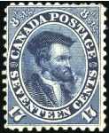 1859 17c blue, selection of four singles from vari