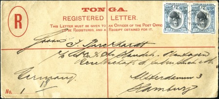 1902 (Jan 2) Registered envelope to Germany with 1