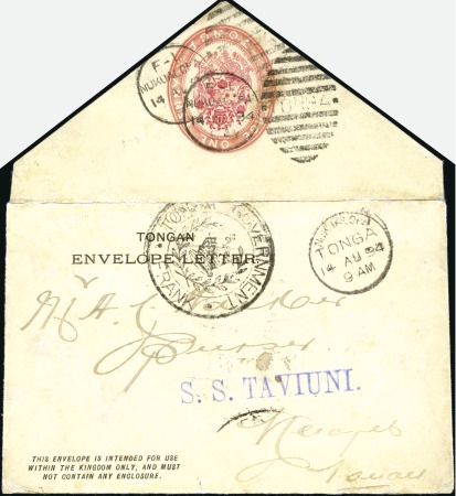 1894 (Feb 2) 1d Postal stationery envelope sent lo