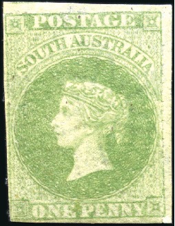 1858-59 1d Light Yellow-Green rouletted, cut from 