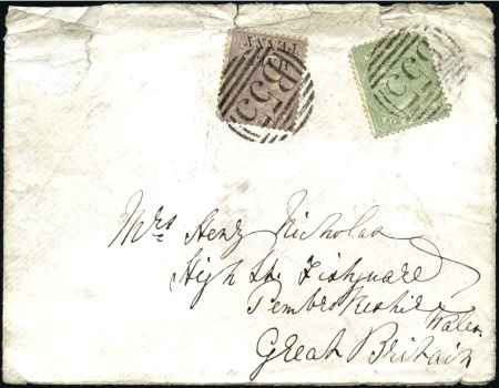 1876 (Aug 17) Envelope to Wales with 1876 1/2d on 