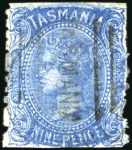 1871-78 9d Blue with DOUBLE PRINT, light Tasmania 