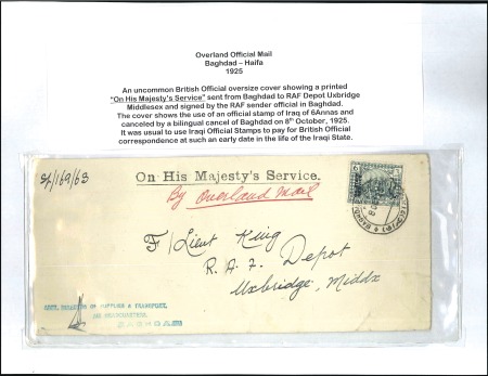 1924-40 Overland Mail - Bagdad to Haifa: Attractiv