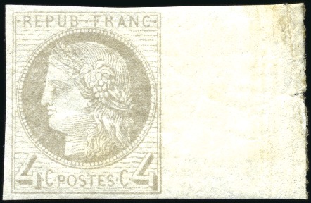 Stamp of France 4c Cérès NON DENTELE avec bdf, neuf, TB, signé Cal