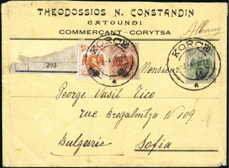 1922 Cover sent registered from Korçe to Sophia be