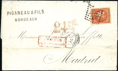 Stamp of France 1870 40c Bordeaux, bien margé, obl. GC532 sur lett