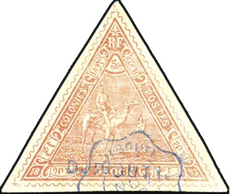 Stamp of Colonies françaises » Afrique Occidentale COTE DES SOMALIS Yv. 1A signé A.Brun, et 5 signé C