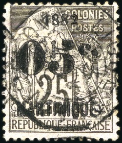 Stamp of Colonies françaises » Martinique MARTINIQUE Joli lot avec Yv. 9 obl., TB, rare, sig