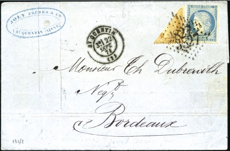 Stamp of France Coupé du 10c Siège +20c Siège obl. GC827 sur lettr