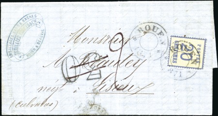 Stamp of France Alsce-Lorraine 20c obl. cachet provisoire de ROUEN