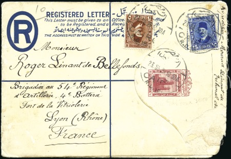 Stamp of Egypt 1929 (Sep 23) 10m Harrison registered envelope upr