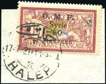 1920-21 50p on 1F with black rosette, used in Alep