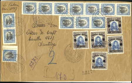 Stamp of Chile 1927 Airmail surcharge set 40c on 10c to 2p on 10c