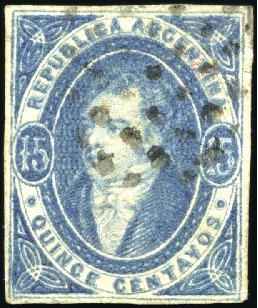 1864-66 15c blue, on stout wove paper with "Script