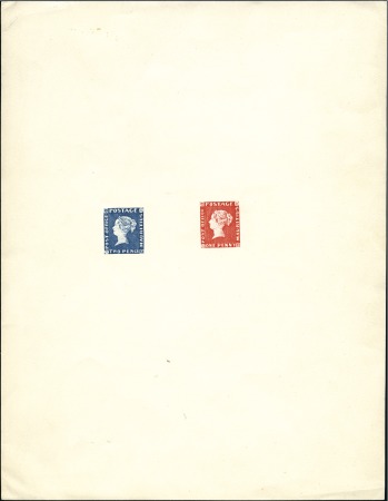 Stamp of Mauritius "POST OFFICE" 1d and 2d later reprint in blue and 