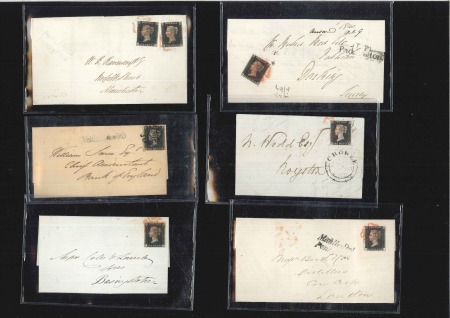 1840-45, Accumulation of 39 penny black covers + p
