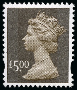 Stamp of Great Britain » Queen Elizabeth II 1999 £5 in UNISSUED COLOUR using brown iriodin ink