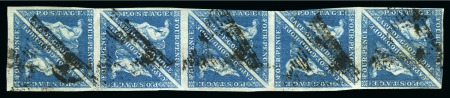 Stamp of South Africa » Cape of Good Hope 1855-63 4d Blue used block of 10, two stamps sligh