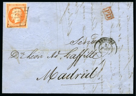 Stamp of France 40c Empire non dentelé obl. grille de Bayonne sur 