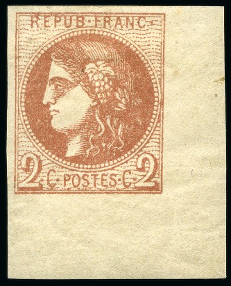 Stamp of France 2c brun-rouge, cdf, neuf avec gomme d'origine, TB,