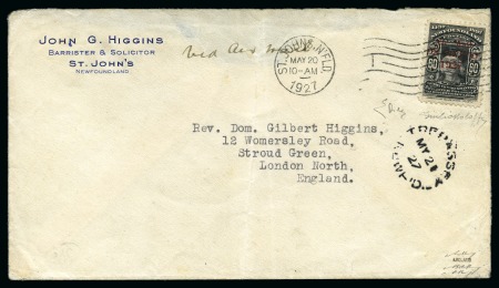 1927 "Air Mail de Pinedo 1927" surcharge on 60c bl