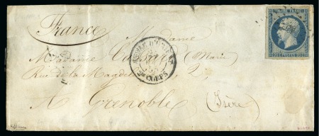 1855 Lettre de Crimée pour Grenoble avec 20c bleu 