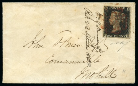 Stamp of Great Britain » 1840 1d Black and 1d Red plates 1a to 11 1840 (Aug 31) Envelope from Dublin, sent within Ir