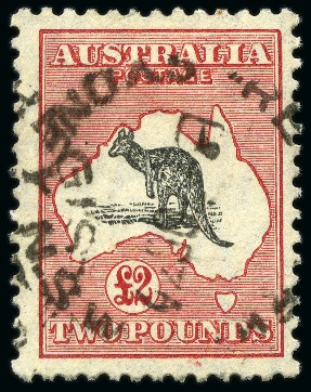 Stamp of Australia » Commonwealth of Australia 1929-30 £2 Black & Rose (die II) with neat "Regist