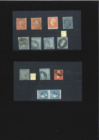 Stamp of Mauritius 1848-59, Selection incl. 1848-59 Post Paid 1d earl