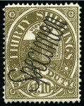 Stamp of Australia » Victoria 1884-96 £1.10s Deep Grey-Olive with Specimen ovpt 