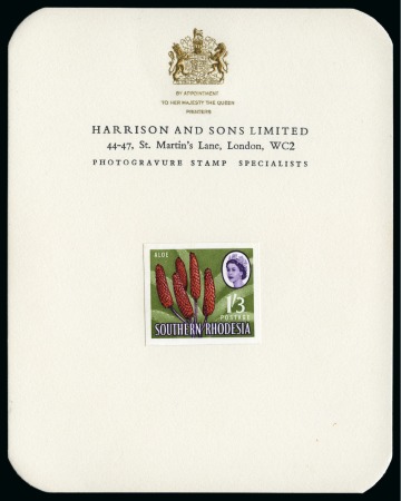 Stamp of Southern Rhodesia 1964 1s3d Aloe imperf. on Harrison and Sons presen