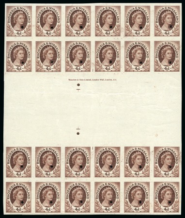 1954-56 4d, 4 1/2d and 6d imperf. proofs with punc