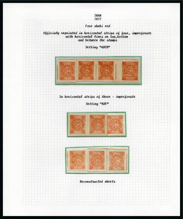Stamp of Unknown 1877 4 Shahis red-orange, three unused reconstruct
