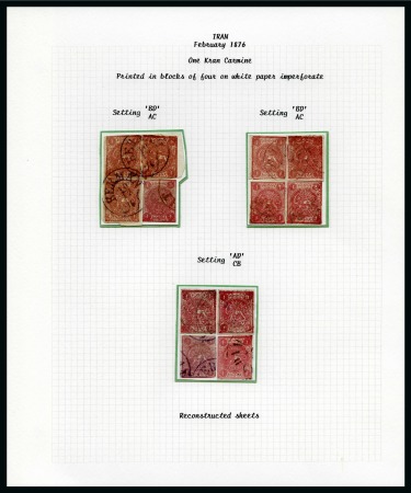 1876 1 Kran carmine, on white paper, selection of 
