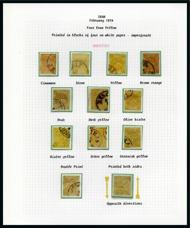 1876 4 Krans yellow, on white paper, selection of 